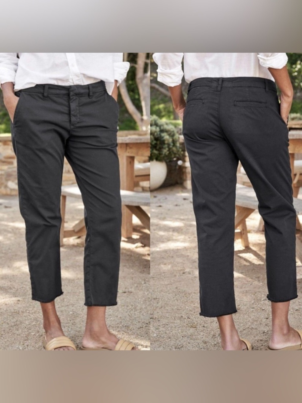 Frank and Eileen Black Wicklow Raw Hem Italian Twill Chinos Size 0